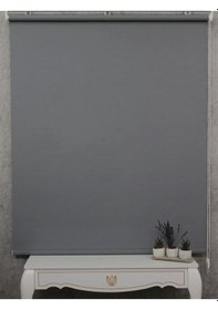 Resim Ithal Kalın Koyu Gri Zebra Stor Güneşlik Perde Etek Dilimsiz Alüminmyumkasa Koyu Gri 