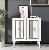 Resim cantek dizayn 75 Cm Capri Konsol-çok Amaçlı Dolap Beyaz-altın 