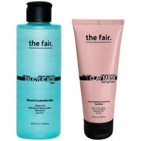 Resim Yağlı Akneye Yatkın Cilt Salisilik Asit Tonik 200 Ml Ve Gözenek Temizleyen Kil Maske Açık Beyaz 