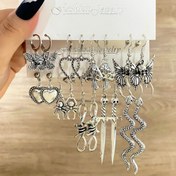 Resim 9 Çift Vintage Bohemian Alaşımlı Küpe, Kelebekler, Kalpler, Yılanlar, Mantarlar - Günlük Giyim ve Cadılar Bayramı Partisi Hediyeleri, Cadılar Bayramı Aksesuarları | Vintage Küpeler | Alaşımlı Küpeler 