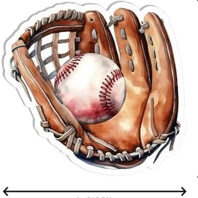 Resim 3 Adet Beyzbol Eldiveni Top Çıkartmalı - Spor Aşığı - Su Şişesi için Çıkartma - Kupa - Bagaj - Tablet - Defter 