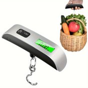 Resim 1 Adet Taşınabilir Dijital Kanca Terazi - LCD Ekranlı, 110lb/50kg Kapasiteli, Paslanmaz Çelik Platform, Yüksek Hassasiyetli Strain Gauge, Aşırı Yük Göstergesi & Birim Değiştirme (kg/lb), Seyahat, Bagaj, Mutfak, Ürün Tartımı için - CR2032 Pil ile Çalışan, Kompakt Tasarım 