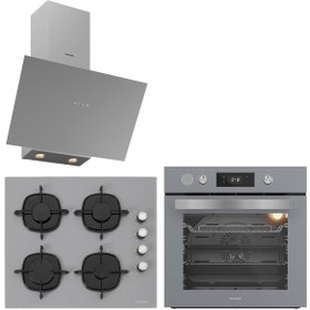 Resim Silverline BO65P4S01 - CS5700E6S01 - 3481 Flam Gri Cam Ankastre Set 