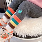 Resim Kız Çocuk Uzun Legging, Sonbahar/Kış 2024 Yeni Varış, Şık Rahat Stil, Polyester Streç Kumaş, Hayvan Desenli, Normal Kalıp, Su Geçirmez Değil, Polyester Astarlı Örme 