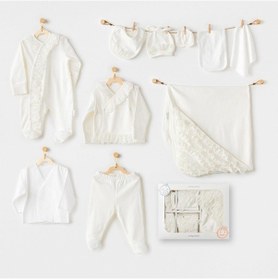 Resim Kız Bebek Hastane Çıkışı 10 Parça Newborn Ac25591 Ekru 