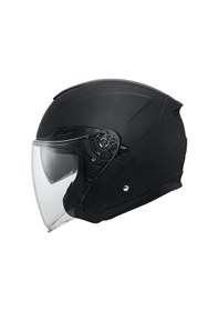 Resim Motosiklet Yarım Açık Kask Güneş Vizörlü Motor Kask Mat Black Siyah 