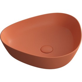 Resim VitrA Plural 7812b477-0016 Üçgen Alçak Çanak Lavabo, Clean, 47 Cm, Mat Terra Rossa 