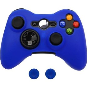 Resim Lacivert-silikon Koruyucu Kılıf Xbox 360 Gamepad İçin Xbox 360 Denetleyicisi İçin Kauçuk Kabuk Cilt + 2 Başparmak Sapları Caps 