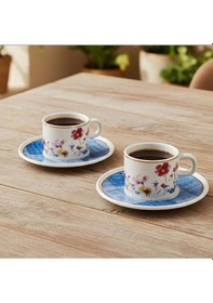 Resim Güral Porselen Mental 4 Parça Çay Fincan Takımı 6709 Mavi Mavi 