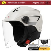 Resim Shidai888 Kaskı Dört Mevsim Evrensel Kış Sıcak Çıkarılabilir Eşarp Beyaz 