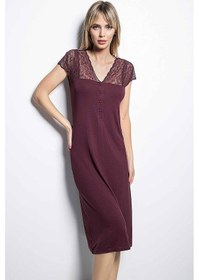Resim Monamise 18403 Kısa Kollu Gecelik - Bordo Bordo 