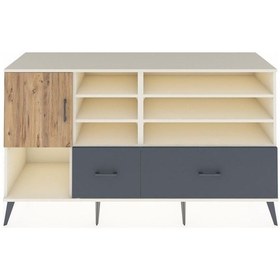 Resim Kronos Konsol 8 Raflı 2 Çekmeceli Tek Kapaklı 176x59x99 Aytaşı-ç Aytaşı-çam/antrasit 