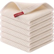 Resim 6 adet 12 inç x 12 inç Waffle Weave Bulaşık Havlusu - Ultra Yumuşak, Süper Emici, Tekrar Kullanılabilir Mutfak Temizleme Havlusu 'HOTDOG' Baskılı, Bej/Beyaz, Ev Kullanımı için Mükemmel, Dayanıklı ve Hızlı Kuruyan, Elde Yıkanabilir, Bulaşık Havlusu 
