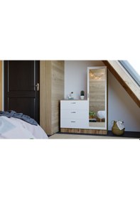 Resim Robin Home Lyana Aynalı Şifonyer Gardırop Çam-Beyaz (468193406) 