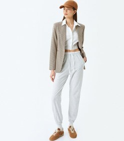 Resim Koton Çift Bel Detaylı Bağcıklı Cepli Rahat Kalıp Jogger Eşofman Altı Kar Melanj 5sal40077ık Gri Melanj 