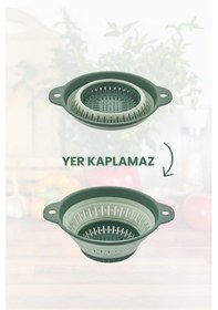 Resim Katlanabilir Yuvarlak Süzgeç 1,8 Litre Yeşil 