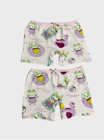 Resim elmas kids Kız Çocuk %100 Pamuklu Pembe Renk Flamingo Tavşan Kedi Desenli 2 li Boxer 