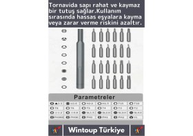 Resim Wintoup Premium Dayanıklı Mıknatıslı Saat Gözlük Elektronik Taşınabilir Mini Kutulu 25 Parça Tornavida Seti 