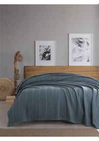 Resim Çift Kişilik Waffle Pike 210x230cm, %100 Pamuk, Petekli Pike İndigo 