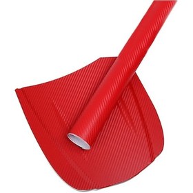 Resim Araba Karbon Fiber Sticker 3d Textürlü Pvc Kaplama, Korozyon Ve Çizik Koruması, 127x10 Cm, Kırmızı 