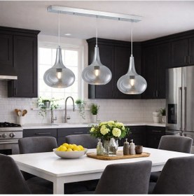 Resim Tt602-3s-fullkr Tt Ayd. Krom Kaplama 3 Lü Hunili Tombul Cam Avize Krom - Füme 