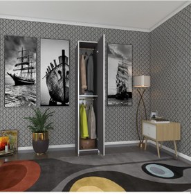 Resim Kenzlife Gardırop Öğrenci Dolabı Tek Kapılı Günebakan Gri 180 35 42 Gri Gardolap Dolap Ofis 