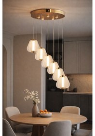 Resim Hopps 108 Watt 6'lı Yuvarlak Bakır Tekli Led Sarkıt Avize Bakır 