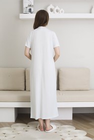Resim Lohusa Uzun Gecelik ve Sabahlık Hamile Takım 6 Düğmeli Emzirme ve Tesettüre Uygun 2300 - Mavi / 2XL / Terlik ve Taç İstiyorum +200 ₺ 