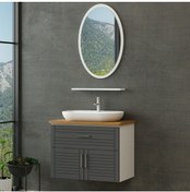 Resim Minar Vera Banyo Dolabı 85cm As2k1ç+1ea1r+tzg Beyaz Antrasit 