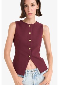 Resim Defacto Fitted Bisiklet Yaka Yelek E5328ax25aubr171 Bordo 