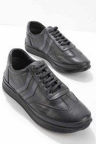 Resim Bambi Siyah Hakiki Deri Erkek Sneaker E01902451103 