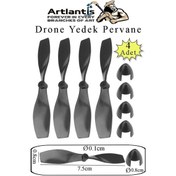 Resim Drone Pervanesi 75 Mm 4 Adet Yedek Dron Pervane Kanatı Deney Okul Hobi Siyah Plastik Pervane Uçak Helikopter Oyuncak 