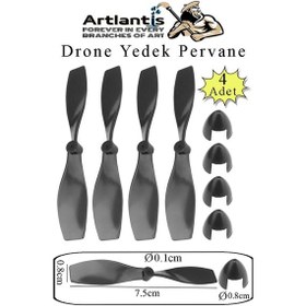 Resim Drone Pervanesi 75 Mm 4 Adet Yedek Dron Pervane Kanatı Deney Okul Hobi Siyah Plastik Pervane Uçak Helikopter Oyuncak 