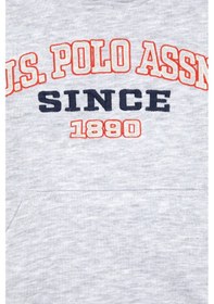 Resim U.S. Polo Assn. Erkek Çocuk Açık Gri Melanj Kapüşonlu Sweatshirt 50313842-VR091 