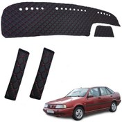 Resim Fiat Tempra Göğüs Halısı + Emniyet Kemer Konforu Siyah-Kırmızı (528501963) 