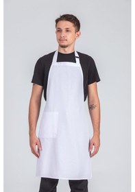 Resim Erkek Boyundan Asmalı Barista Şef Mutfak Önlüğü Beyaz 