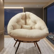 Resim Milano Tasarım Modern Berjer Tekli Koltuk | Ergonomik Geniş Oturumlu Dinlenme & Okuma Koltuğu | Tay Tüyü Krem Şıklığı 