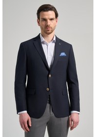 Resim İmza Düz Bez Ayağı Mono Yaka Tam Astar Esnek 6 Drop Slim Fit Ceket 1002245903 Koyu Lacivert 