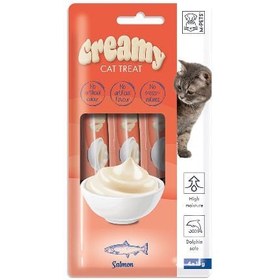 Resim M-Pets Creamy Somonlu Sıvı Kedi Ödül Maması 1 Adet 4x15 Gr 
