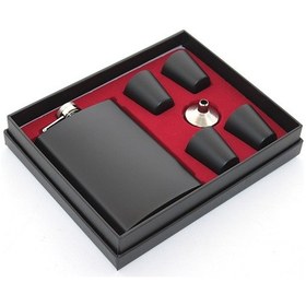 Resim Paslanmaz Çelik 4 Shot Bardaklı Matara Seti Siyah Renk - 9052890923748do 