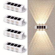 Resim 4 adet Akıllı Işık Sensörlü Güneş Duvar Lambası - Dış Mekan LED Lambaları, 8H Aydınlatma, Bahçe Çit Yolu için Otomatik Açma/Kapama, Dekoratif Aksesuar ve Arka Aydınlatma için Stüdyo Işığı, Dış Mekan Duvar Lambaları | Modern Duvar Lambası | Güneş Enerjili Lambalar, Güneş Lambaları 