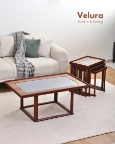 Resim Kaptan Sehpa Takımı & Orta Sehpa - Zigon Sehpa Ceviz 