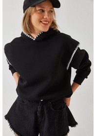 Resim Shade Kadın Kapişonlu Dantel Detaylı Sweatshirt 60601028 - Siyah 