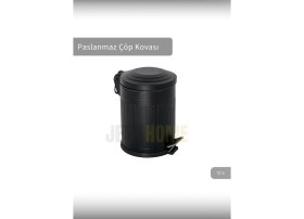 Resim Pedallı Banyo Çöp Kovası Paslanmaz 12 Lt Mutfak Çöp Kutusu Siyah 