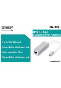 Resim Dıgıtus Dn-3024 Usb Tip C 3.0 Gigabit Ethernet Adaptörü 