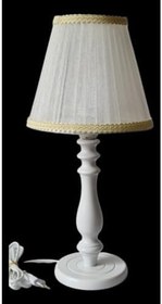 Resim TEKAY AYDINLATMA Krem Başlıklı Beyaz Ahşap Ayaklı Abajur KREM 