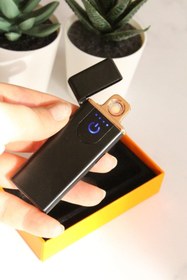 Resim ZEFLAZER Kişiye Özel Tesla Model Usb Şarjlı Dokunmatik Elektrikli Çakmak 
