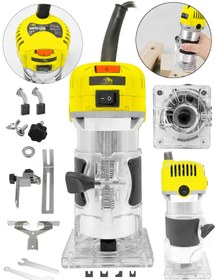 Resim Daflong 6 Kademe Devir Ayarlı Formika Traşlama Freze Makinesi 6 Mm + 12 Adet Uç Hediye-SARI 