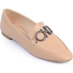 Resim Shoetek Londo Kadın Babet Tokalı Ten Deri Ten Cilt Ten Rengi 