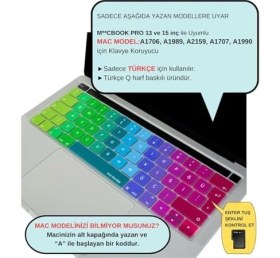 Resim Mabeyn Pro Bar Türkçe Q Klavye Koruyucu Silikon Ince Yıkanabilir Toz ve Sıvı Koruma Uyumlu A1706 A1989 A2159 A1707 A1990 Pembe Yeşil 